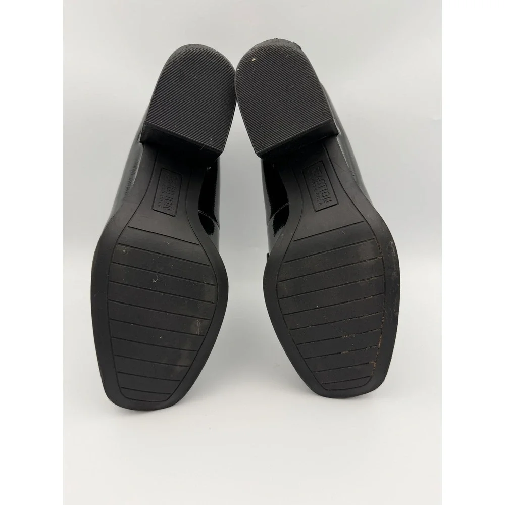 Kenneth Cole Reaction Womens Black Patent Block Heel Penny Loafers Square Toe - Picture 12 of 12
